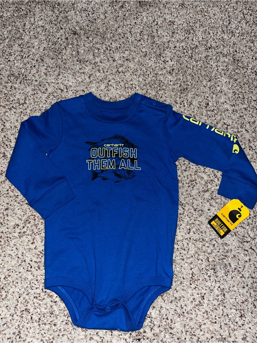Carhartt Royal Blue 'Outfish Them All' Long-Sleeve onesie